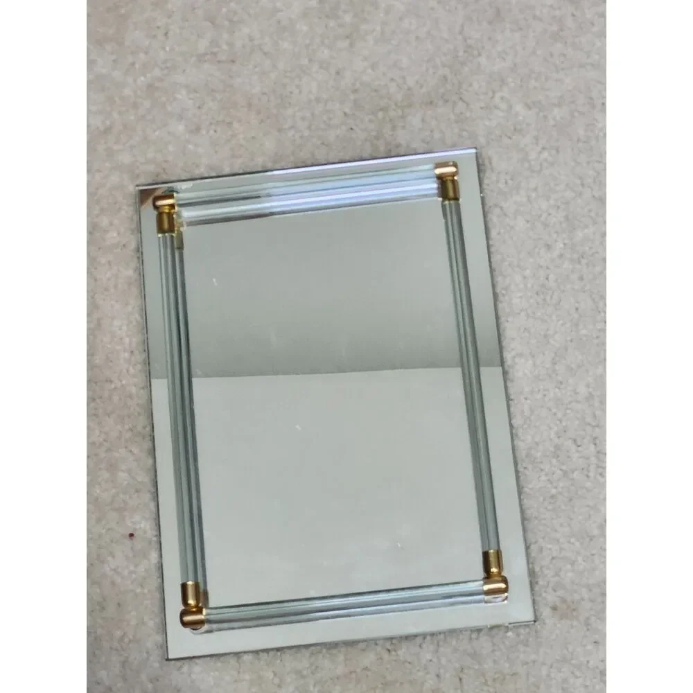 Glass Vanity Mirror Tray with Brass Tube Rails – 11